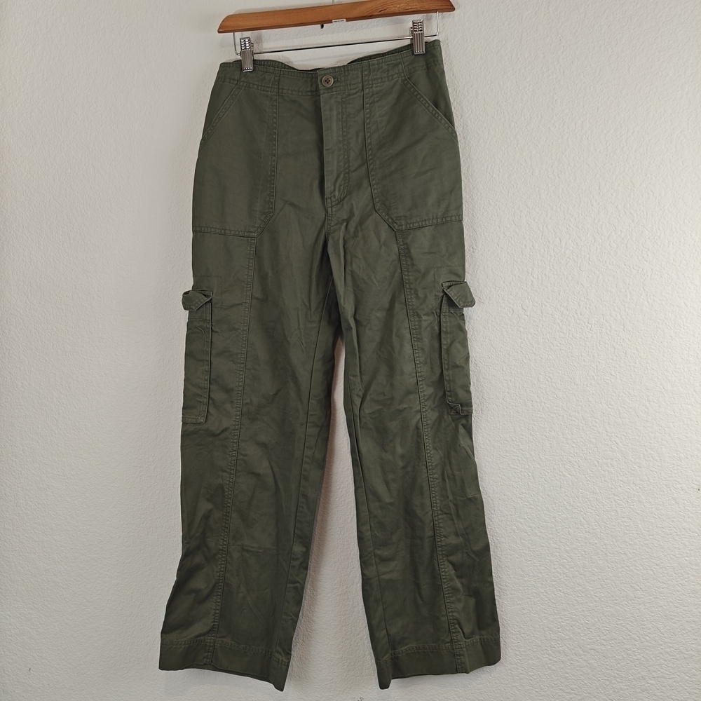 Abercrombie & Fitch High Rise Military Green Wide Leg Cargo Pants Size 27/4S Y2K